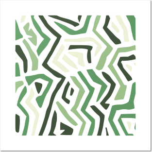 Zig Zag Green Gradation White Abstract Design Posters and Art